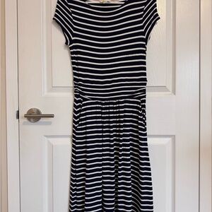 Boden Navy and White Striped Dress (with pockets)